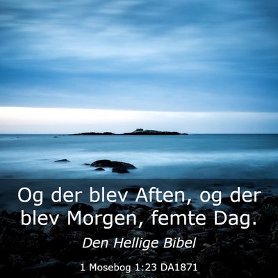 Picture 03 - 1 Mosebog 1:23 DA1871 - Og der blev Aften, og der blev Morgen, femte - Bible Verse Picture