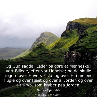 Picture 03 - 1 Mosebog 1:26 DA1871 - Og Gud sagde: Lader os gøre et Menneske i vort - Bible Verse Picture