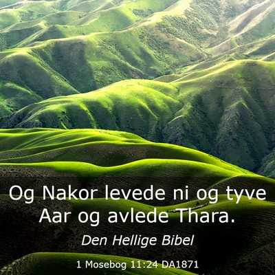 Picture 03 - 1 Mosebog 11:24 DA1871 - Og Nakor levede ni og tyve Aar og avlede - Bible Verse Picture