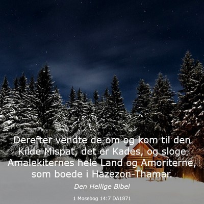 Picture 03 - 1 Mosebog 14:7 DA1871 - Derefter vendte de om og kom til den Kilde - Bible Verse Picture