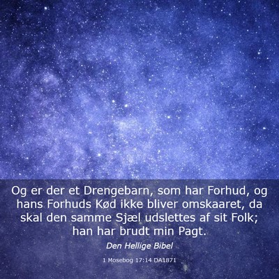 Picture 03 - 1 Mosebog 17:14 DA1871 - Og er der et Drengebarn, som har Forhud, og hans - Bible Verse Picture