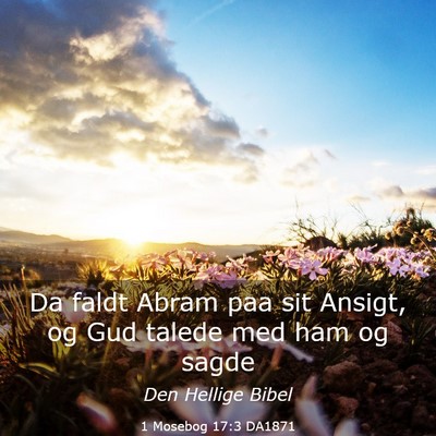 Picture 03 - 1 Mosebog 17:3 DA1871 - Da faldt Abram paa sit Ansigt, og Gud talede med - Bible Verse Picture