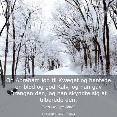 Picture 03 - 1 Mosebog 18:7 DA1871 - Og Abraham løb til Kvæget og hentede en blød - Bible Verse Picture