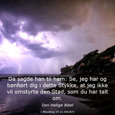Picture 03 - 1 Mosebog 19:21 DA1871 - Da sagde han til ham: Se, jeg har og bønhørt - Bible Verse Picture