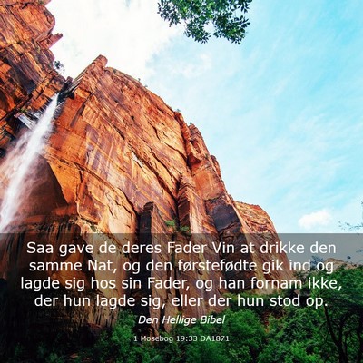 Picture 03 - 1 Mosebog 19:33 DA1871 - Saa gave de deres Fader Vin at drikke den samme - Bible Verse Picture