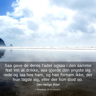 Picture 03 - 1 Mosebog 19:35 DA1871 - Saa gave de deres Fader ogsaa i den samme Nat Vin - Bible Verse Picture
