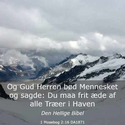 Picture 03 - 1 Mosebog 2:16 DA1871 - Og Gud Herren bød Mennesket og sagde: Du maa - Bible Verse Picture