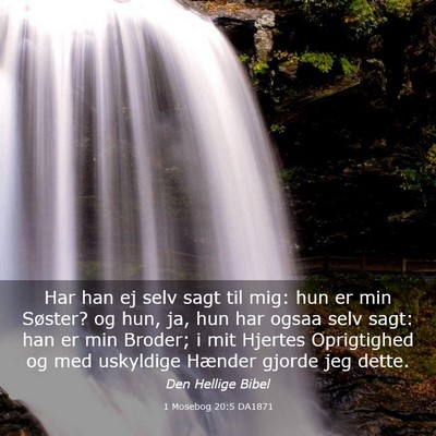 Picture 03 - 1 Mosebog 20:5 DA1871 - Har han ej selv sagt til mig: hun er min Søster? - Bible Verse Picture