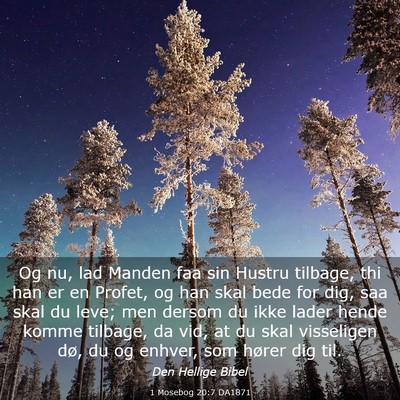 Picture 03 - 1 Mosebog 20:7 DA1871 - Og nu, lad Manden faa sin Hustru tilbage, thi han - Bible Verse Picture