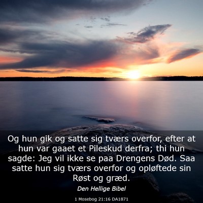 Picture 03 - 1 Mosebog 21:16 DA1871 - Og hun gik og satte sig tværs overfor, efter at - Bible Verse Picture