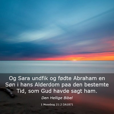 Picture 03 - 1 Mosebog 21:2 DA1871 - Og Sara undfik og fødte Abraham en Søn i hans - Bible Verse Picture
