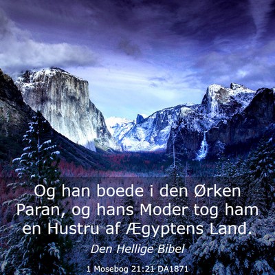 Picture 03 - 1 Mosebog 21:21 DA1871 - Og han boede i den Ørken Paran, og hans Moder - Bible Verse Picture