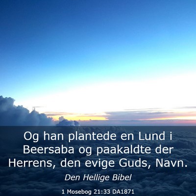 Picture 03 - 1 Mosebog 21:33 DA1871 - Og han plantede en Lund i Beersaba og paakaldte - Bible Verse Picture