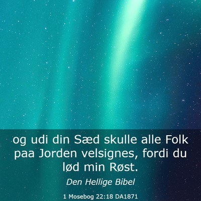 Picture 03 - 1 Mosebog 22:18 DA1871 - og udi din Sæd skulle alle Folk paa Jorden - Bible Verse Picture