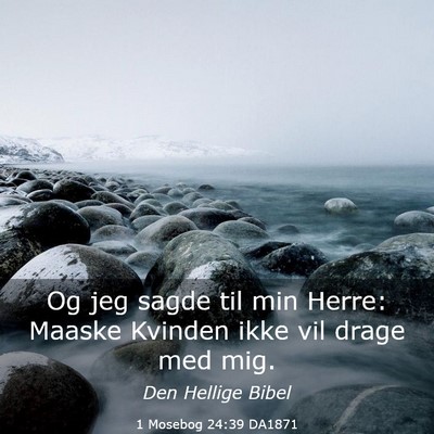Picture 03 - 1 Mosebog 24:39 DA1871 - Og jeg sagde til min Herre: Maaske Kvinden ikke - Bible Verse Picture