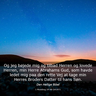 Picture 03 - 1 Mosebog 24:48 DA1871 - Og jeg bøjede mig og tilbad Herren og lovede - Bible Verse Picture