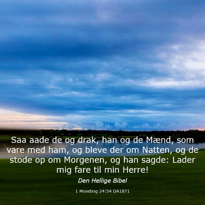 Picture 03 - 1 Mosebog 24:54 DA1871 - Saa aade de og drak, han og de Mænd, som vare - Bible Verse Picture