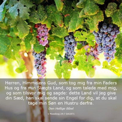 Picture 03 - 1 Mosebog 24:7 DA1871 - Herren, Himmelens Gud, som tog mig fra min Faders - Bible Verse Picture