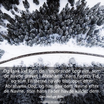 Picture 03 - 1 Mosebog 26:18 DA1871 - Og Isak lod igen de Vandbrønde opgrave, som de - Bible Verse Picture