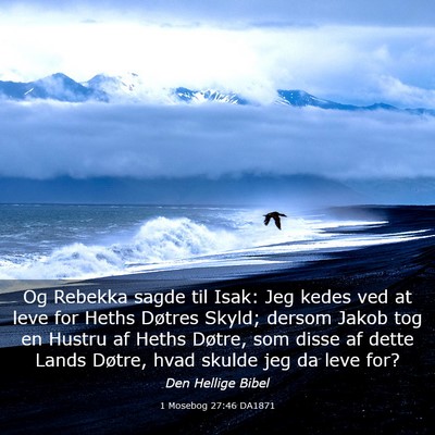 Picture 03 - 1 Mosebog 27:46 DA1871 - Og Rebekka sagde til Isak: Jeg kedes ved at leve - Bible Verse Picture