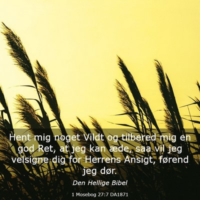 Picture 03 - 1 Mosebog 27:7 DA1871 - Hent mig noget Vildt og tilbered mig en god Ret, - Bible Verse Picture