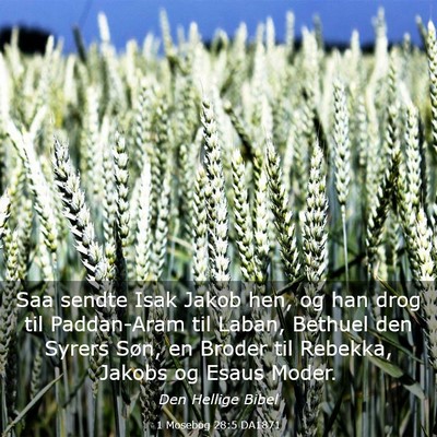 Picture 03 - 1 Mosebog 28:5 DA1871 - Saa sendte Isak Jakob hen, og han drog til - Bible Verse Picture