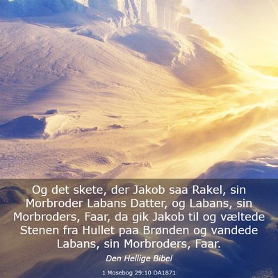 Picture 03 - 1 Mosebog 29:10 DA1871 - Og det skete, der Jakob saa Rakel, sin Morbroder - Bible Verse Picture