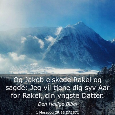 Picture 03 - 1 Mosebog 29:18 DA1871 - Og Jakob elskede Rakel og sagde: Jeg vil tjene - Bible Verse Picture