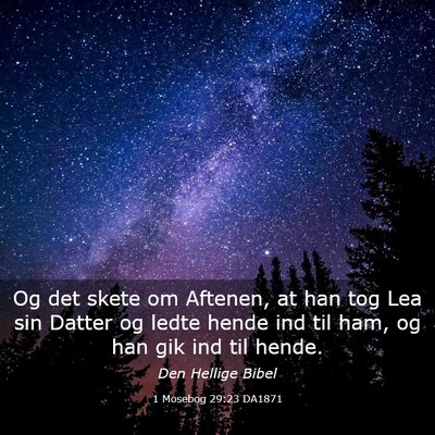 Picture 03 - 1 Mosebog 29:23 DA1871 - Og det skete om Aftenen, at han tog Lea sin - Bible Verse Picture