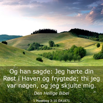 Picture 03 - 1 Mosebog 3:10 DA1871 - Og han sagde: Jeg hørte din Røst i Haven og - Bible Verse Picture