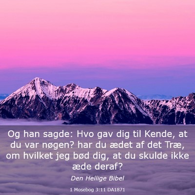 Picture 03 - 1 Mosebog 3:11 DA1871 - Og han sagde: Hvo gav dig til Kende, at du var - Bible Verse Picture