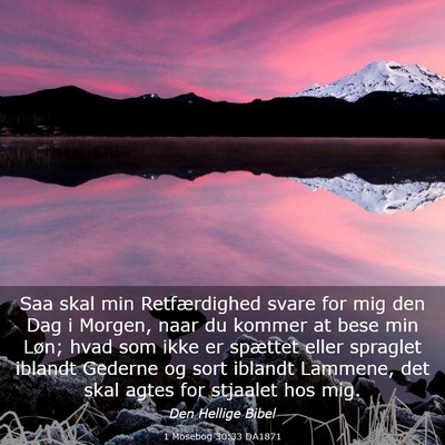 Picture 03 - 1 Mosebog 30:33 DA1871 - Saa skal min Retfærdighed svare for mig den Dag - Bible Verse Picture