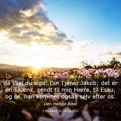 Picture 03 - 1 Mosebog 32:18 DA1871 - da skal du sige: Din Tjener Jakob; det er en - Bible Verse Picture