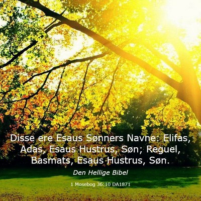 Picture 03 - 1 Mosebog 36:10 DA1871 - Disse ere Esaus Sønners Navne: Elifas, Adas, - Bible Verse Picture