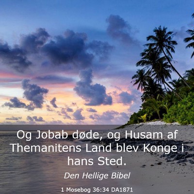 Picture 03 - 1 Mosebog 36:34 DA1871 - Og Jobab døde, og Husam af Themanitens Land blev - Bible Verse Picture