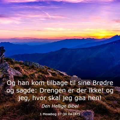 Picture 03 - 1 Mosebog 37:30 DA1871 - Og han kom tilbage til sine Brødre og sagde: - Bible Verse Picture