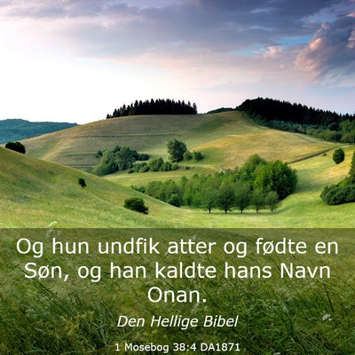 Picture 03 - 1 Mosebog 38:4 DA1871 - Og hun undfik atter og fødte en Søn, og han - Bible Verse Picture