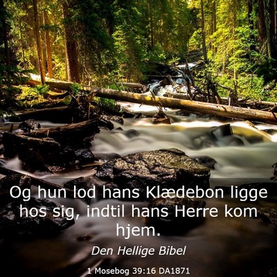 Picture 03 - 1 Mosebog 39:16 DA1871 - Og hun lod hans Klædebon ligge hos sig, indtil - Bible Verse Picture
