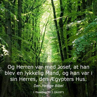 Picture 03 - 1 Mosebog 39:2 DA1871 - Og Herren var med Josef, at han blev en lykkelig - Bible Verse Picture