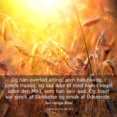 Picture 03 - 1 Mosebog 39:6 DA1871 - Og han overlod alting, som han havde, i Josefs - Bible Verse Picture