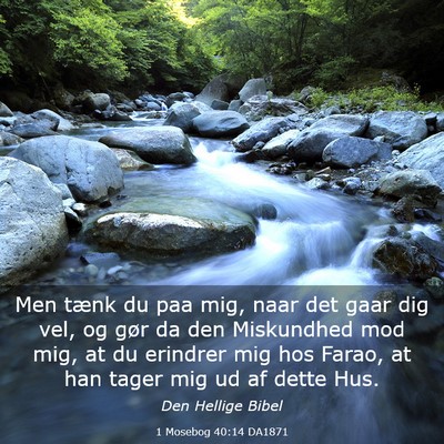 Picture 03 - 1 Mosebog 40:14 DA1871 - Men tænk du paa mig, naar det gaar dig vel, og - Bible Verse Picture