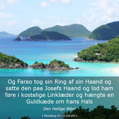 Picture 03 - 1 Mosebog 41:42 DA1871 - Og Farao tog sin Ring af sin Haand og satte den - Bible Verse Picture