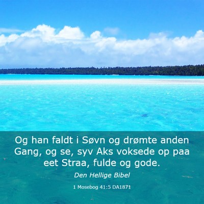 Picture 03 - 1 Mosebog 41:5 DA1871 - Og han faldt i Søvn og drømte anden Gang, og - Bible Verse Picture