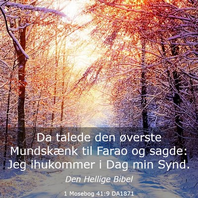 Picture 03 - 1 Mosebog 41:9 DA1871 - Da talede den øverste Mundskænk til Farao og - Bible Verse Picture