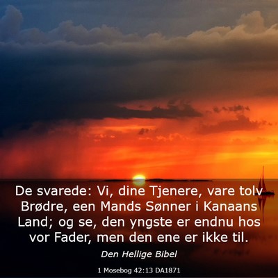 Picture 03 - 1 Mosebog 42:13 DA1871 - De svarede: Vi, dine Tjenere, vare tolv Brødre, - Bible Verse Picture