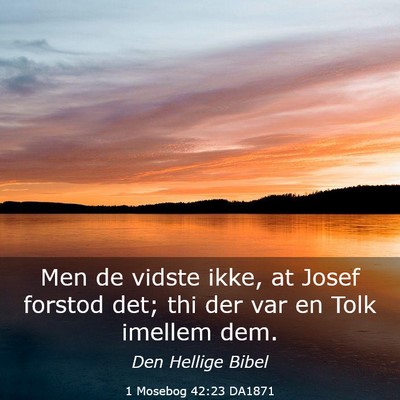 Picture 03 - 1 Mosebog 42:23 DA1871 - Men de vidste ikke, at Josef forstod det; thi der - Bible Verse Picture