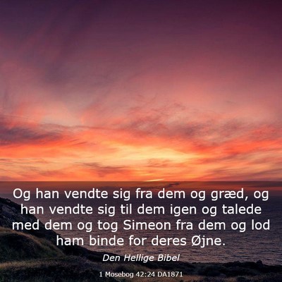 Picture 03 - 1 Mosebog 42:24 DA1871 - Og han vendte sig fra dem og græd, og han vendte - Bible Verse Picture