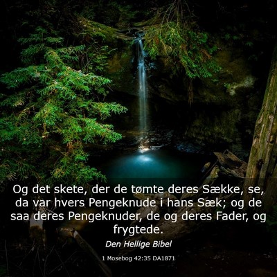 Picture 03 - 1 Mosebog 42:35 DA1871 - Og det skete, der de tømte deres Sække, se, da - Bible Verse Picture