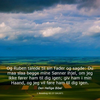 Picture 03 - 1 Mosebog 42:37 DA1871 - Og Ruben talede til sin Fader og sagde: Du maa - Bible Verse Picture