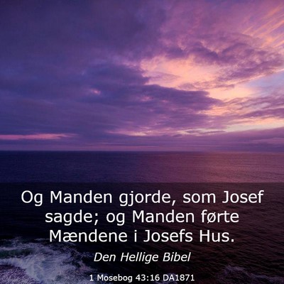 Picture 03 - 1 Mosebog 43:16 DA1871 - Og Manden gjorde, som Josef sagde; og Manden - Bible Verse Picture